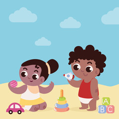 little kids playing with toys