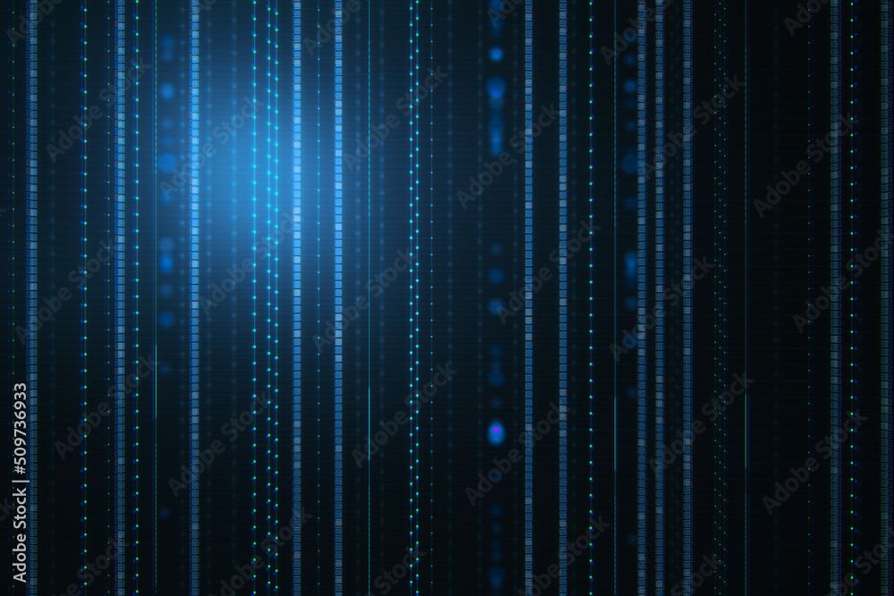 Aufkleber creative blue tech lines and blurry circles wallpaper. technology and design, landing page concept. 