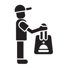 Delivery man , Food Delivery solid icon.