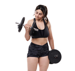 Size plus indian woman working out