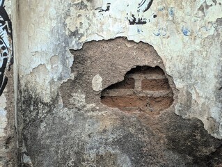 Old wall that broken and damage
