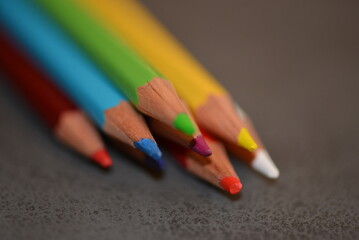 Colored Colored pencils isolated on white background. Close-up