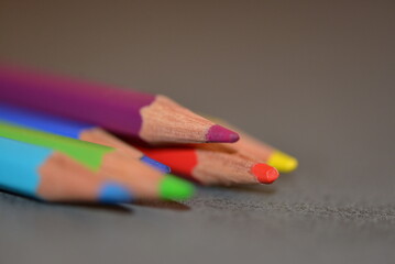 Colored pencils isolated on white background. Close-up.
