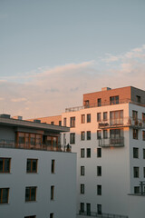Fototapeta na wymiar Modern residential apartment house complex, outdoor facilities concept