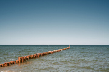 Minimalistic landscape of a seaside. Panorama of a simple seascape