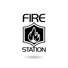 Fire station logo with shadow