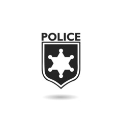 Police badge logo with shadow