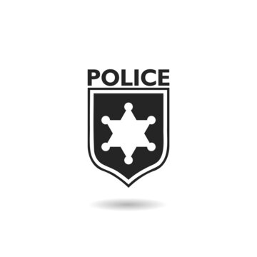 Police badge logo with shadow