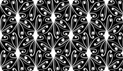 Fototapeta premium Seamless pattern with fantasy flowers, natural wallpaper, floral decoration curl illustration. Paisley print hand drawn elements.