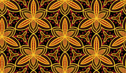 Seamless pattern with fantasy flowers, natural wallpaper, floral decoration curl illustration. Paisley print hand drawn elements.