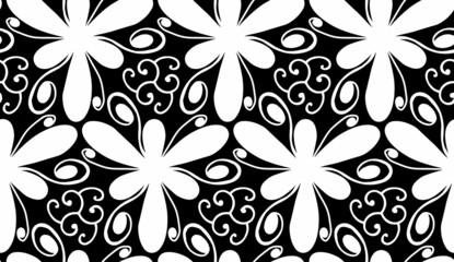 Seamless pattern with fantasy flowers, natural wallpaper, floral decoration curl illustration. Paisley print hand drawn elements.