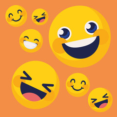 collection emoticons happy