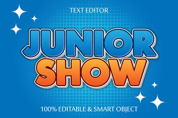 Junior show editable Text effect 3 dimension emboss cartoon style