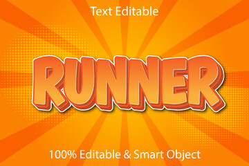 Running editable text effect 3 dimension emboss cartoon style