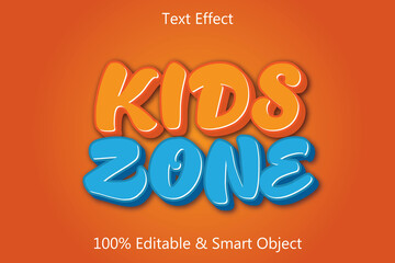 kids zone editable text effect 3 dimension emboss cartoon style