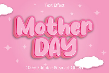 Mother day Editable Text Effect 3 dimension Emboss Cartoon Style
