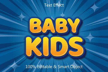 Baby Kids Editable Text Effect 3 dimension Emboss Cartoon Style