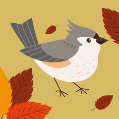 bird and autumnal leaves