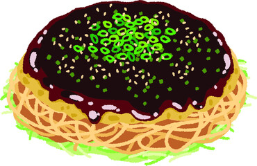 広島風お好み焼きのイラスト