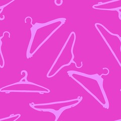Cartoon seamless clothes hangers pattern for fabrics and wrapping paper and packaging and notebooks and shops and kids
