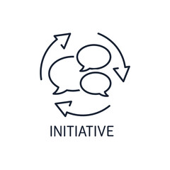 Initiative. Leadership in decision making. Dialogue, negotiations. Vector linear icon isolated on white background.