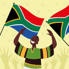 afro man with south african flag