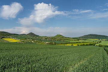 sunset of the Czech Central Mountain (Czech Republic) Europe.