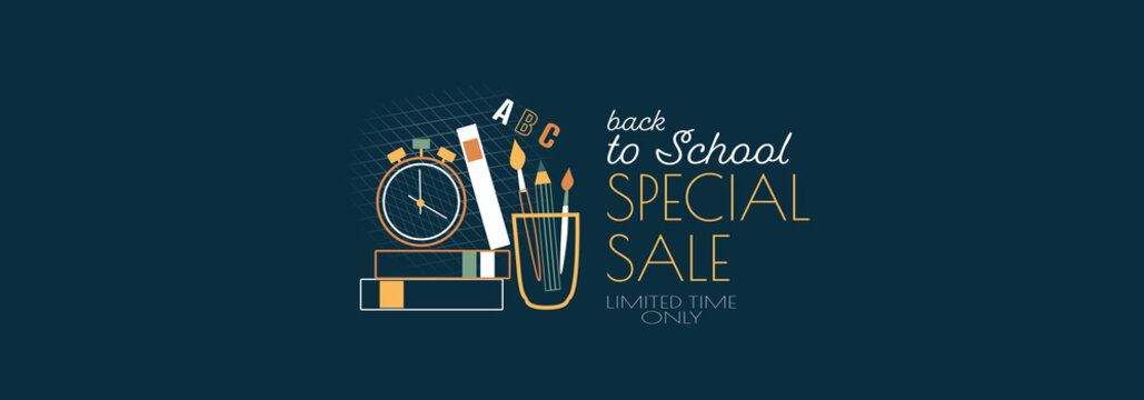 Back To School Sale banner. Modern minimal design for Sales. Flat vector illustration.