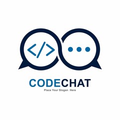 Code chat vector logo template. Suitable for business, web, programming and media social