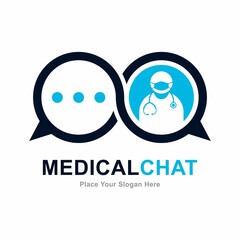 Medical chat with doctor vector logo template. Suitable for business, web, health and social network