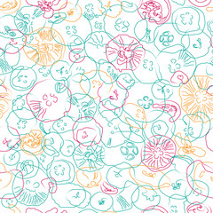 Fototapeta na wymiar Vector summer seamless pattern with colorful jellyfishes. 