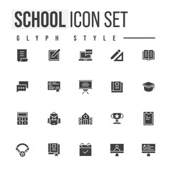 Simple Set of School Related Vector Glyph Icons. Glyph style sign for mobile concept and web design. School Glyph icon vector icon. Symbol, logo illustration.