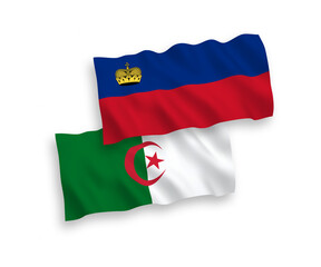 Flags of Liechtenstein and Algeria on a white background
