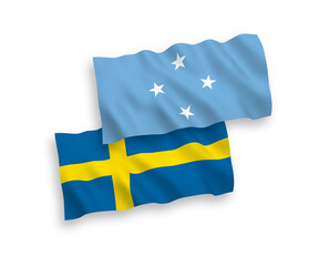 Flags of Sweden and Federated States of Micronesia on a white background