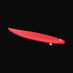 3D Style Red Surfboard Element Over Black Background.