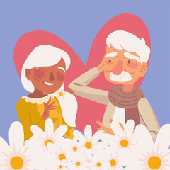 grandparents with flowers