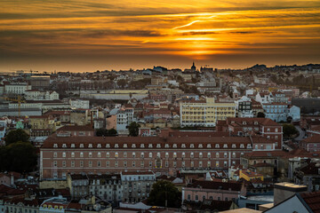 sunset over the city