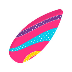 Colorful Surfboard Icon In Flat Style.