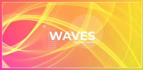 Yellow abstract wave. Magic line design. Flow curve motion element. Neon gradient wavy illiustration.