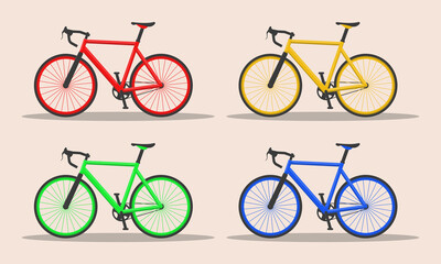 Vector illustration of bicycle. Bike Icon set, flat design style.