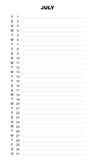 July 2022, to do list, vector.