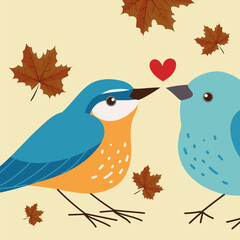 birds love and leaf