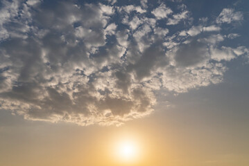 Fototapeta premium Beautiful sky sunset orange and blue sky color for nature background