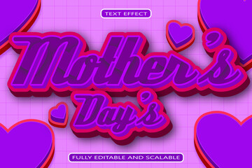 Mother's Day's Editable Text Effect 3 dimension Emboss Modern Style