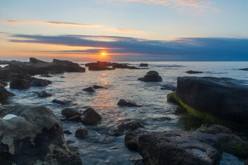 Fototapeta na wymiar sunrise over the sea near Galata beach , Bulgaria