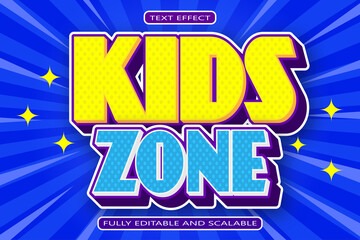 Kids Zone editable Text effect 3 Dimension emboss Comic style