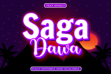 Saga Dawa Editable Text Effect 3 Dimension Emboss Neon Style - obrazy, fototapety, plakaty