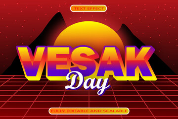Vesak Day Editable Text Effect 3 Dimension Emboss Retro Style