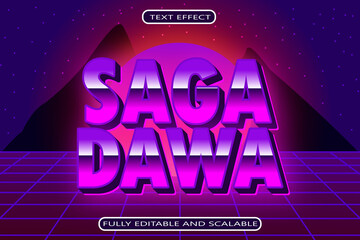Saga Dawa Editable Text Effect 3 Dimension Emboss Retro Style - obrazy, fototapety, plakaty