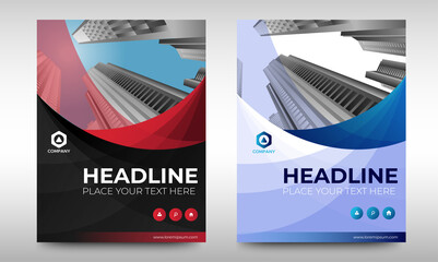 Set of Corporate Book Cover Design Template in A4. Black, Red, and Blue. Can be adapt to Brochure, Annual Report, Magazine,Poster, Business Presentation, Portfolio, Flyer, Banner, Website.